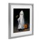 Vintage Halloween Ghost & Pumpkin Framed Print Under Glass Art